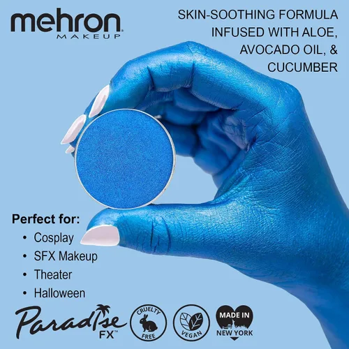Vista 2 de Maquillaje Mehron Paradise AQ - Recambio de maquillaje (0.25 onzas) (Azul oscuro metálico)