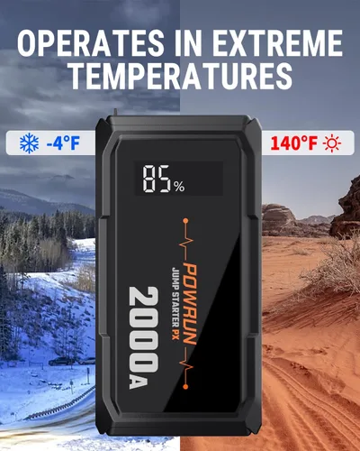 Vista 8 de Powrun P-X Arrancador de Salto, Caja de Salto Portátil de 2000A - Paquete de Batería de Arrancador de Coche para hasta 6.0L de Gasolina y 5.0L