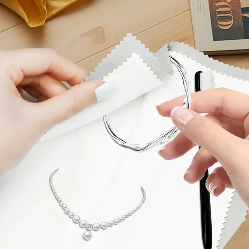 Vista 5 de 6 herramientas de limpieza de joyas, el kit de limpieza de joyas incluye 2 paños de joyería y 2 cepillos ultrasuaves, paño de pulido para diamantes