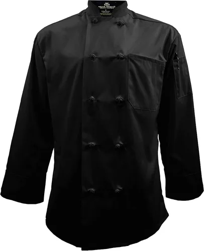 Vista 2 de Natural Uniforms Conjunto de uniforme de chef para hombre - Conjunto de abrigo y pantalones cargo de chef