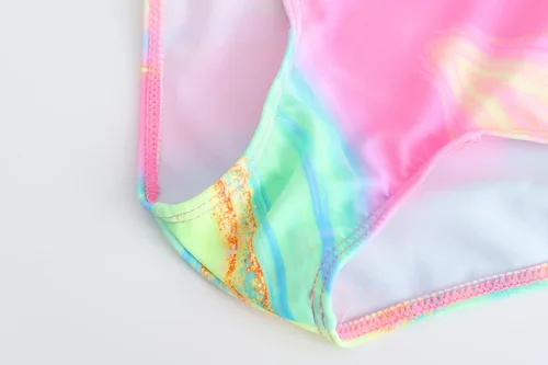Vista 8 de Akokvlar Traje de baño de unicornio de una pieza de sirena para niñas pequeñas, conjunto de dos