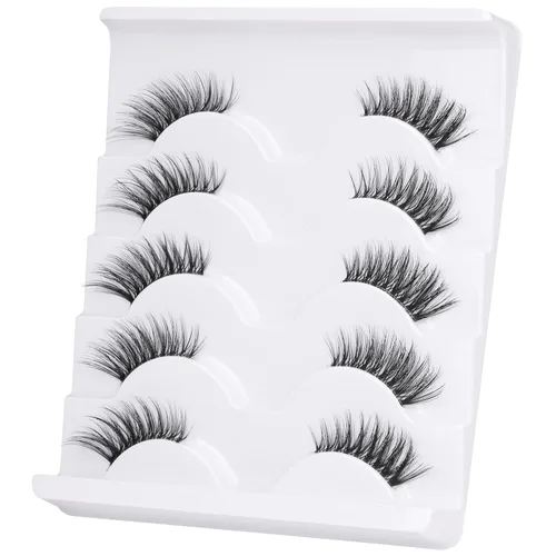 Vista 8 de Pestañas postizas de zanlufly, de aspecto natural, de media longitud, de visón, pestañas postizas de ojo de gato, banda invisible ligera