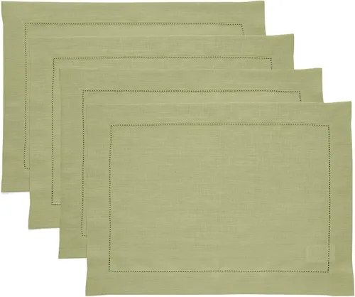 Vista 105 de Solino Home Juego de 4 manteles individuales cuadrados de 14 x 14 pulgadas, lino 100 % puro, de 14 x 14 pulgadas, dobladillo clásico, lavables a