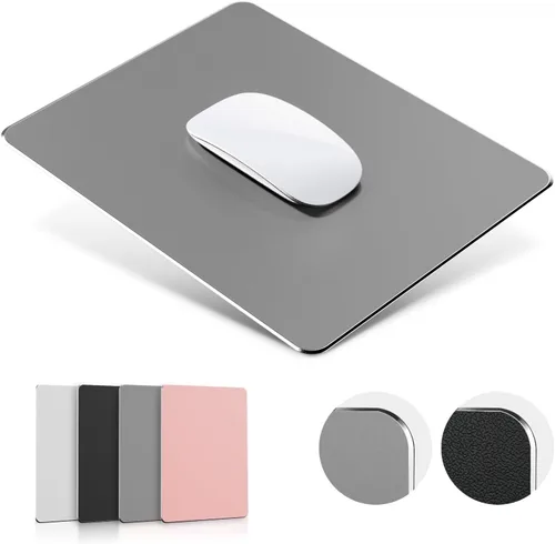 Vista 12 de Alfombrilla de ratón HONKID de aluminio metálico, delgada y dura, alfombrilla de doble cara impermeable con control rápido y preciso para laptop