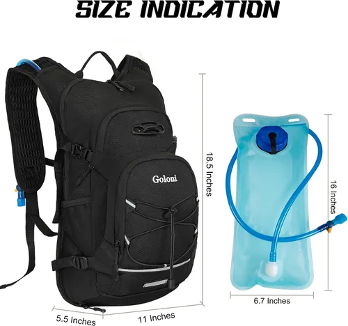 Vista 2 de Mochila de hidratación, mochila de senderismo ligera con vejiga de agua de 2 L, mochila de agua para ciclismo, correr, festival