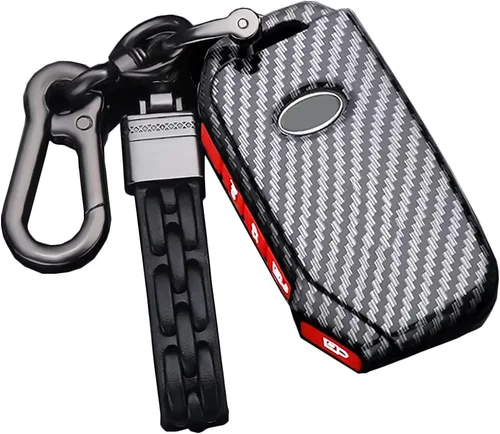 Vista 12 de SANRILY Funda de llave para Kia Telluride Remote Key Case Shell Holder con llavero, Negro