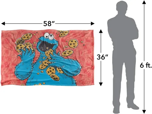 Vista 5 de Manta de personaje de Monstruo de Galletas de Plaza Sésamo con licencia oficial, tacto sedoso, manta súper suave, 36 x 58 pulgadas