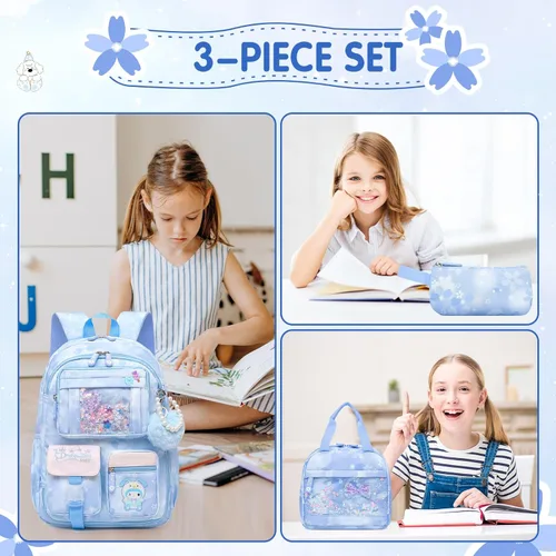 Vista 7 de Linda Mochila para Niñas Bolso Escolar para Estudiantes Niños Bolso de Libros con Múltiples Bolsillos Mochila Infantil Resistente a Salpicaduras