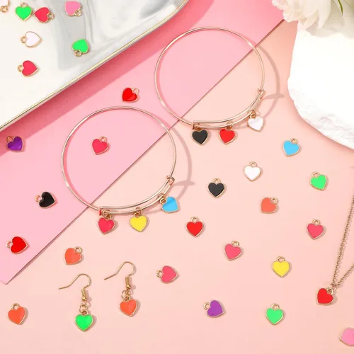 Vista 4 de MARFOREVER - 120 dijes de corazón para hacer joyas, amores de San Valentín