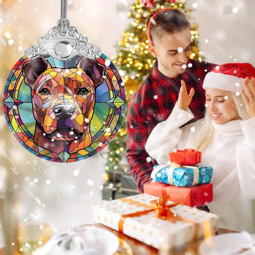 Vista 7 de Jocidea Adorno para perro, adorno colgante de American Staffordshire Terrier – vidrio, Navidad, Acción de Gracias, decoraciones de cumpleaños