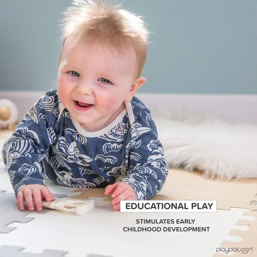Vista 6 de Play Platoon Tapete de espuma no tóxica, cómodo, extra grueso, acolchado para ejercicio y juego para niños pequeños, niños y adultos, 16 azulejos