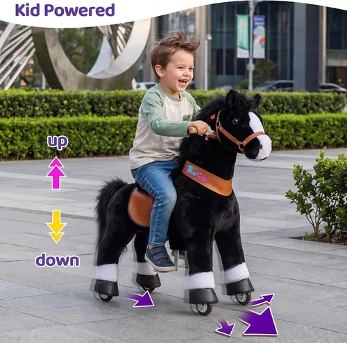 Vista 2 de PonyCycle Caballo de paseo para niños pequeños de 3 a 4 años con freno, sin batería (30 pulgadas de altura/tamaño 3 modelo clásico U) poni mecánico
