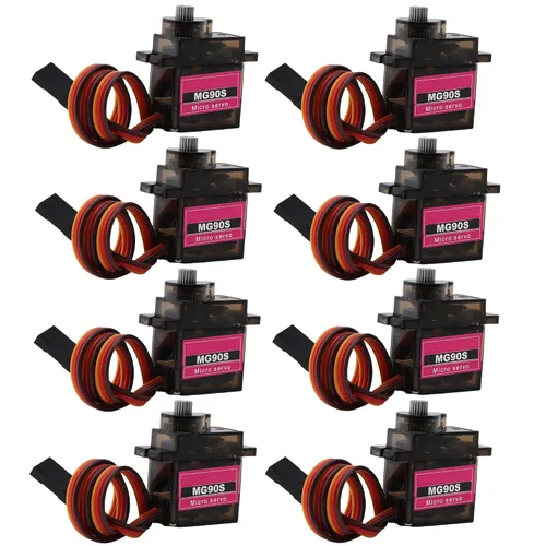 Vista 11 de Paquete de 2 MG90S Micro Servo Motor Full Metal Geared 9G, rotación de 180 grados