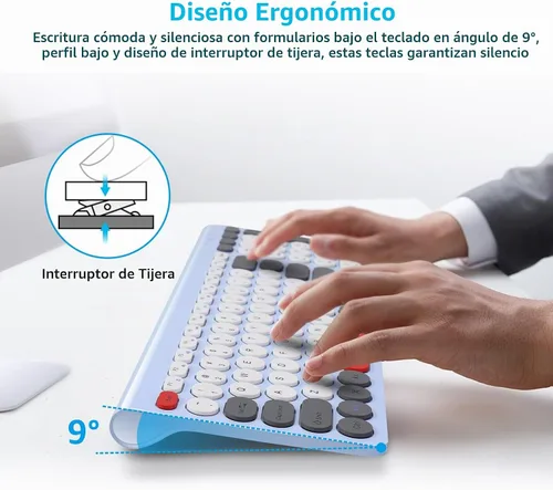 Vista 7 de LeadsaiL Combo de teclado y mouse inalámbricos, mouse USB inalámbrico y teclado de computadora, compacto y silencioso para computadora portátil