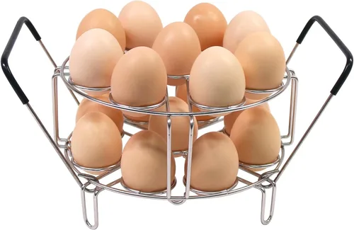 Vista 7 de Estante apilable para cocinar huevos con asas de silicona resistentes al calor, compatible con accesorios de olla instantánea de 6,8 cuartos