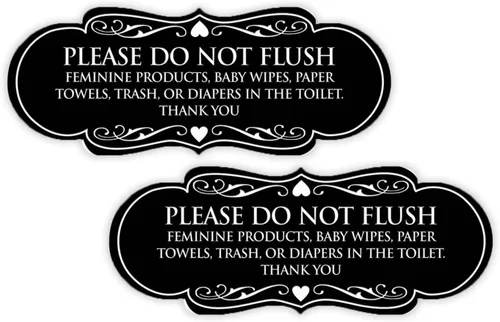 Vista 72 de Signs ByLITA Designer Please Do Not Flush Etiqutte Letrero (negro) - Pequeño 1 paquete