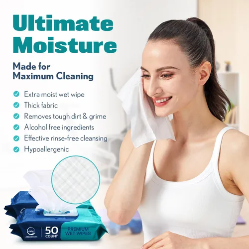 Vista 4 de Toallitas de baño para adultos sin enjuague - Toallitas para adultos para personas mayores 20,3 cm x 30,5 cm (200 unidades) Ducha sin enjuague