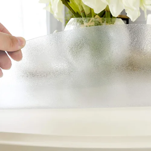 Vista 2 de Manteles de PVC transparente esmerilado, protector de mesa, resistente al agua y al aceite, protector de escritorio de 0.079 pulgadas de grosor