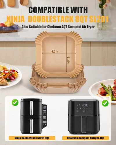 Vista 2 de 130 forros desechables para freidora de aire compatibles con Ninja DoubleStack