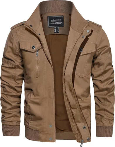 Vista 11 de Crysully - Chaqueta cortavientos para hombre, estilo informal y cuello militar, para primavera-otoño