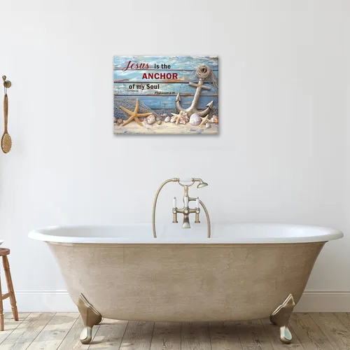 Vista 6 de Arte de pared de ancla náutica, lienzo motivacional de concha de estrella de mar, decoración de pared, citas inspiradoras, cuadros enmarcados, obra