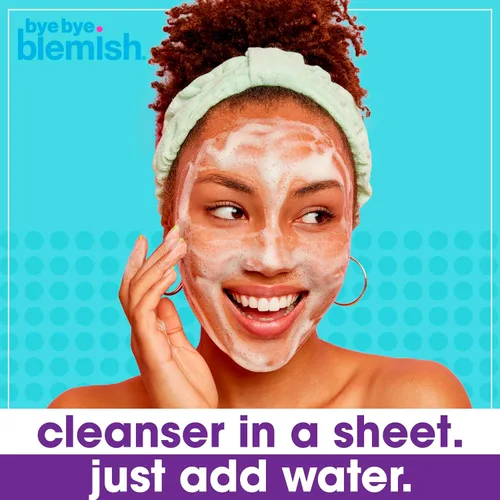 Vista 2 de Bye Bye Blemish Hojas limpiadoras disolventes – Lavado facial con control de aceite de hamamelis, jabón de papel facial activado por agua para piel