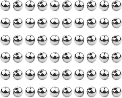 Vista 4 de Ruifan - 60-80 unidades, bolas de repuesto de acero quirúrgico 316L, joyería corporal, piercing, 16G 14G, producto unisex, para roscar en barra