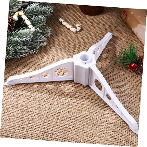 Vista 7 de INOOMP Soporte para árbol de Navidad, base de árbol de Navidad artificial blanca, soporte para árbol de Navidad, soporte giratorio de repuesto