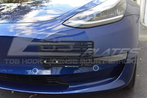 Vista 3 de Para Tesla Model 3 2016-2023 EOS Plate Version 2 Gancho de remolque para parachoques delantero, montaje en placa de matrícula, Remocator