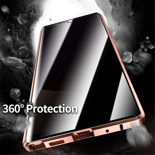 Vista 7 de Funda magnética de privacidad para Samsung Galaxy Note 9, carcasa de vidrio templado antiespías, frontal y trasera, vidrio templado 9H, protector