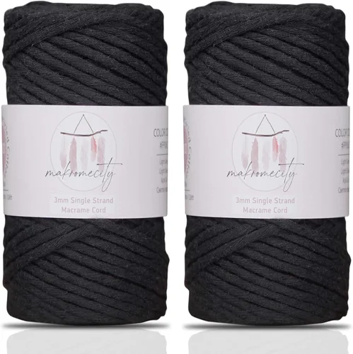 Vista 108 de Makromecity, Cordón de macramé de un solo hilo de 3 mm x 100 yardas (300 pies) de 3 mm de cordón de algodón azul bebé para arte y manualidades