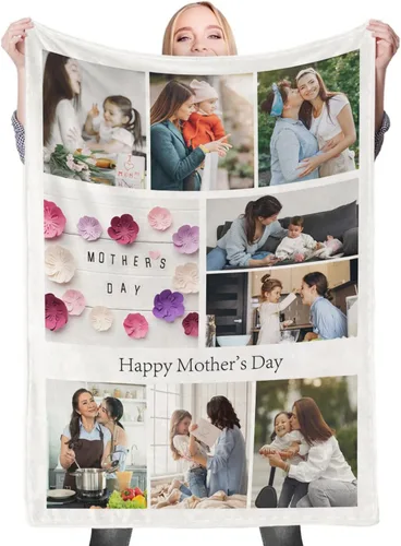 Vista 21 de Regalos de cumpleaños personalizados, manta personalizada con mis propias fotos para mujeres, hombres, mamá, papá