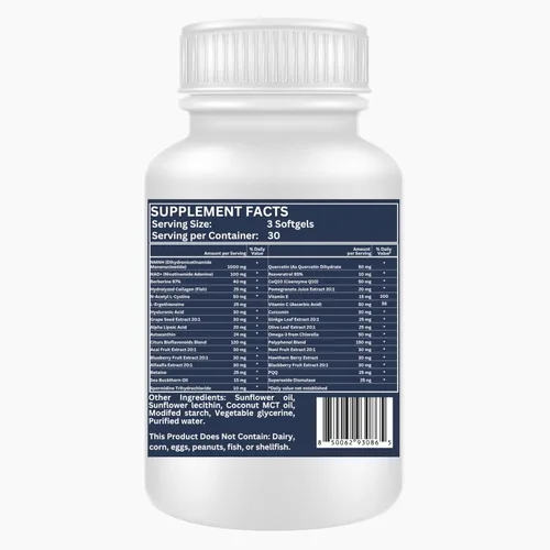Vista 3 de Nikoni Cápsulas blandas liposomales veganas NMNH, fórmula 33 en 1 con 1000 mg de NMNH por seving, apoyo NAD+ - Promueve la energía celular, la salud