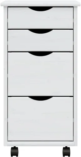 Vista 5 de Cómoda de 4 cajones, archivador, gabinete de oficina con cajones, armario móvil de madera con ruedas, organizador de dormitorio, cajones
