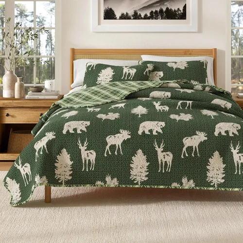 Vista 11 de Great Bay Home Juego de edredón de microfibra de 2 piezas Twin/Twin XL con fundas de almohada, diseño reversible de patchwork americano, juego