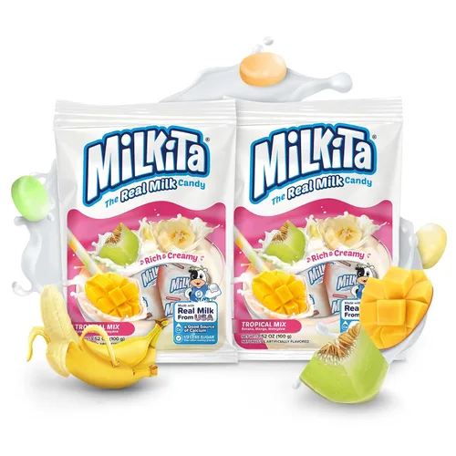 Vista 26 de Milkita Caramelo cremoso de leche de plátano – Dulces saludables bajos en azúcar con leche real para niños y adultos – Caramelos sin grasa y sin