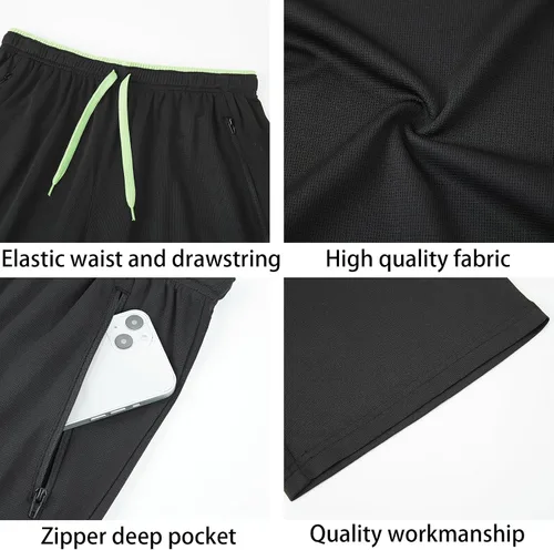 Vista 5 de Pantalones deportivos para hombre con bolsillos con cremallera, parte inferior abierta, pantalones deportivos ligeros, para entrenamiento, correr