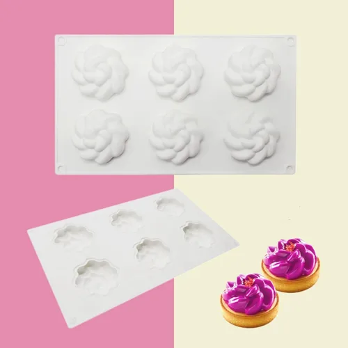 Vista 11 de Molde de silicona para hornear pasteles, moldes de jabón, moldes de silicona con forma de flor para postres franceses caseros para pastelería