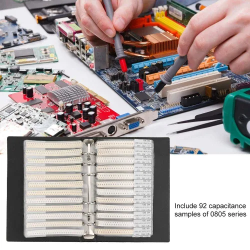 Vista 3 de Libro de muestras de condensador SMD 0805, 92 tipos/cada 50 (0.5pF-10uF) Total 4600 piezas, kit de libro de muestras combinado SMT