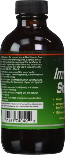 Vista 4 de California Natural Immunity Shots - Botella de zinc de 4 onzas, raíz de jengibre orgánico, aceite de orégano, potente y puro refuerzo del sistema