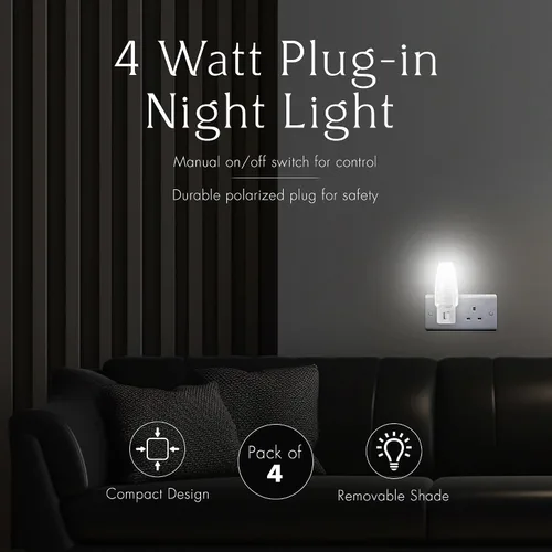 Vista 5 de Projectpak – Luz nocturna enchufable con interruptor manual de encendido/apagado para pasillo, recámara de niños, escaleras – Incluye bombilla