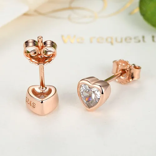 Vista 4 de BISAER Mini aretes de tuerca de plata de ley 925 con aretes de circonita cúbica de moda para adolescentes y mujeres, Circonia cúbica