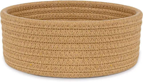 Vista 15 de ABenkle Cesta tejida pequeña, cesta de almacenamiento vacía pequeña y poco profunda, mini cestas de cuerda de algodón, cesta decorativa redonda