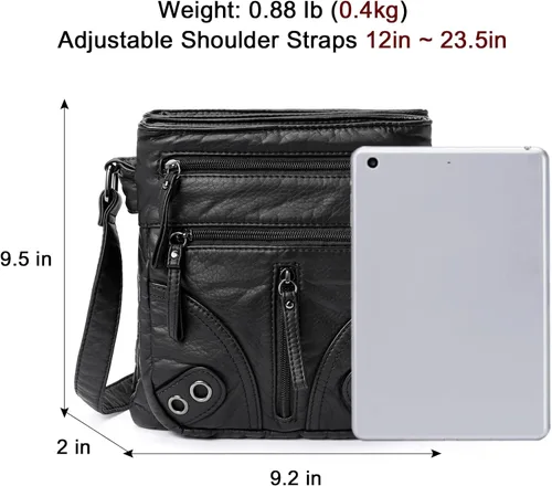 Vista 2 de CLUCI Bolsos cruzados para mujer, bolsos de cuero, bolsos de viaje con triple bolsillos, bolsos de hombro vintage