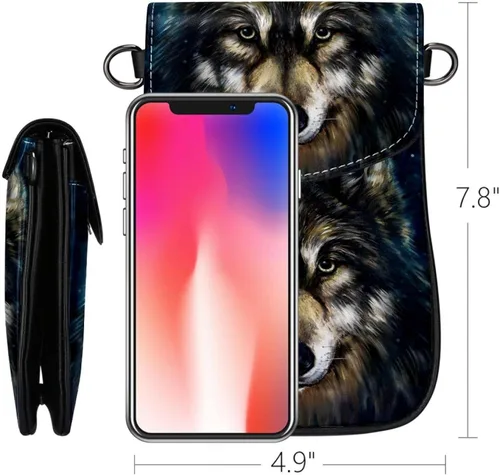 Vista 5 de Bolso cruzado pequeño de lobo para teléfono celular