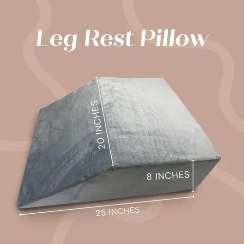 Vista 5 de Almohada de elevación de piernas con espuma viscoelástica y funda extraíble de terciopelo lavable para dormir, ciática, dolor de espalda, cirugía