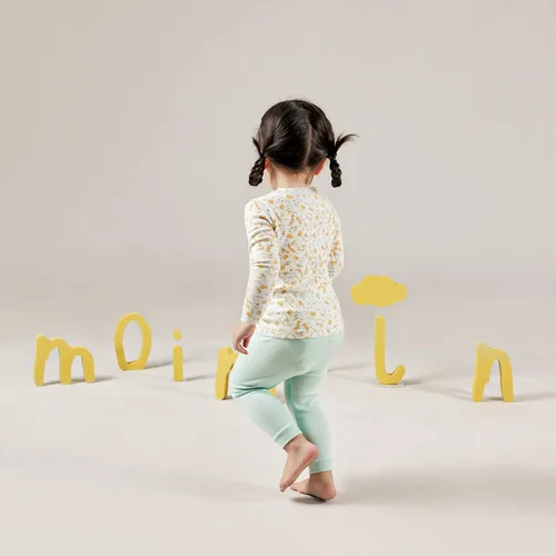 Vista 3 de moimoln Pijama de algodón suave y cálido para niñas de 6M-8Y con estampado floral