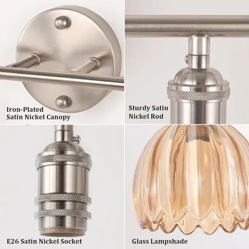 Vista 135 de Shenmoyl Lámparas de baño, lámpara de pared de 2 luces para tocador sobre espejo con pantalla de vidrio tulipán blanco para dormitorio, sala