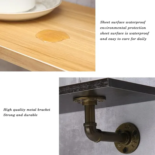 Vista 6 de Juego de 3 estantes flotantes para montar en la pared, estantes industriales para decoración de pared, color negro, estante de pared de madera