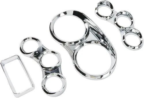 Vista 6 de LOSTAR Kit de cubierta de calibre central, cubiertas de medidor de salpicadero de instrumentos con visera cromada compatible con Peterbilt 379 384